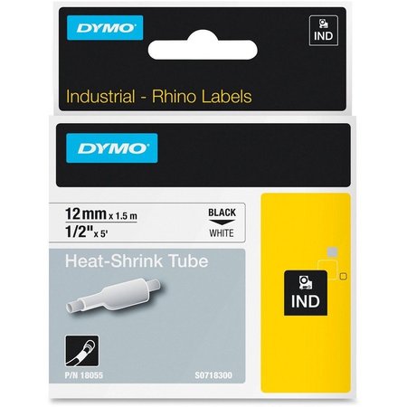 Dymo Label, Heat Shrink Tube, 1/2"x5', White DYM18055